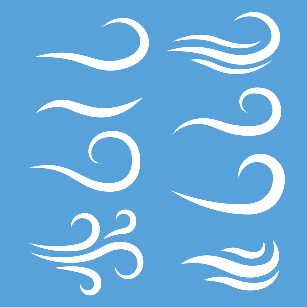 A set of different waves on a blue background vector