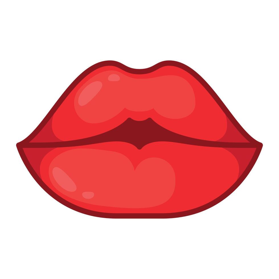 A red lips icon on a white background vector