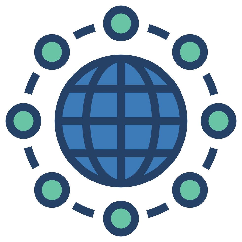 The globe is surrounded by circles vector