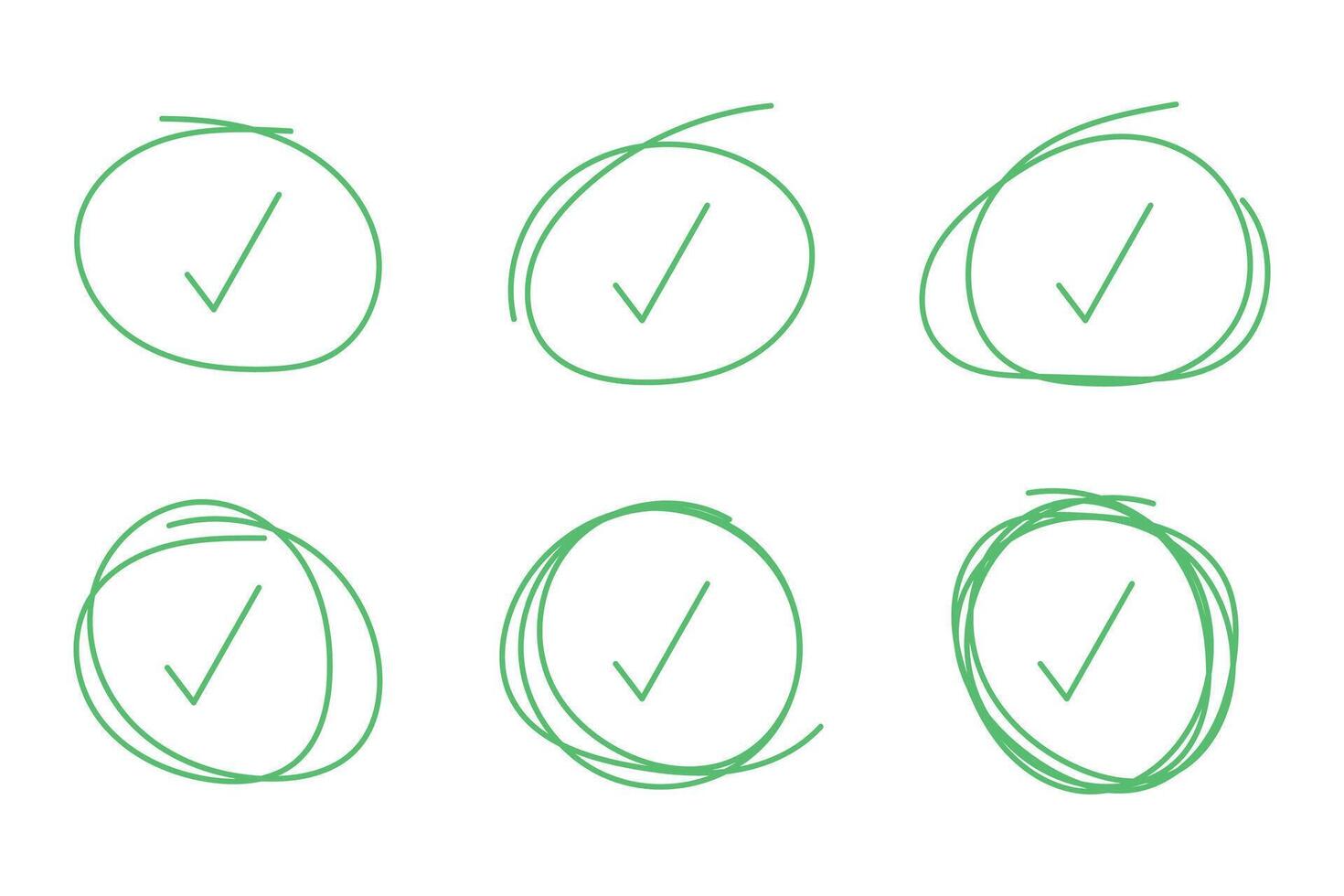 A set of green circles with a tick mark in each vector