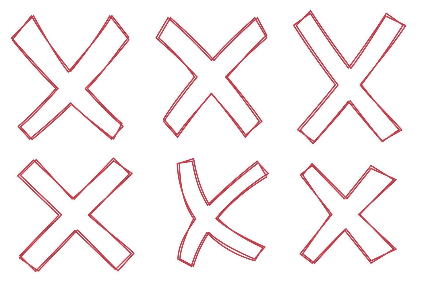 X's drawn in red on white background vector