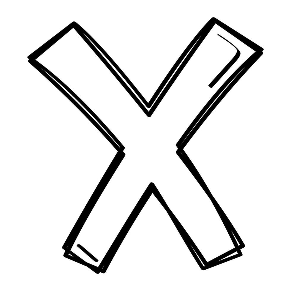 A black and white drawing of the letter x vector