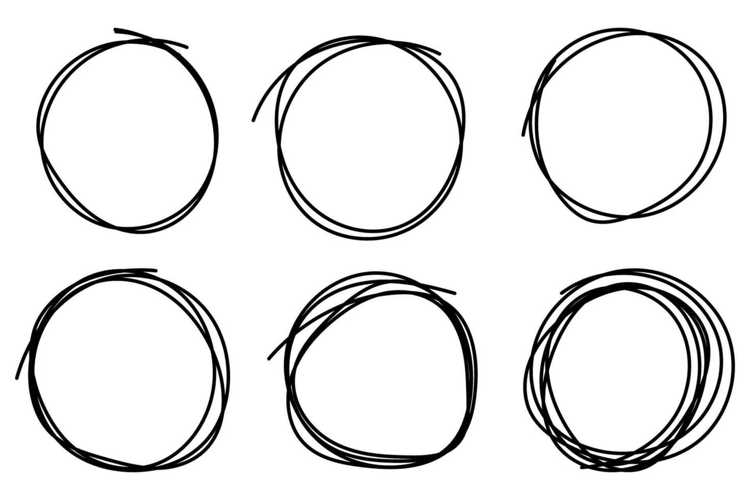 A set of six oval shapes with black lines vector