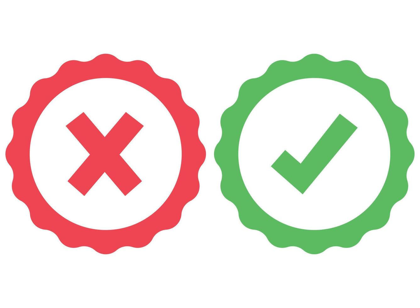 Two green and red check marks on a white background vector