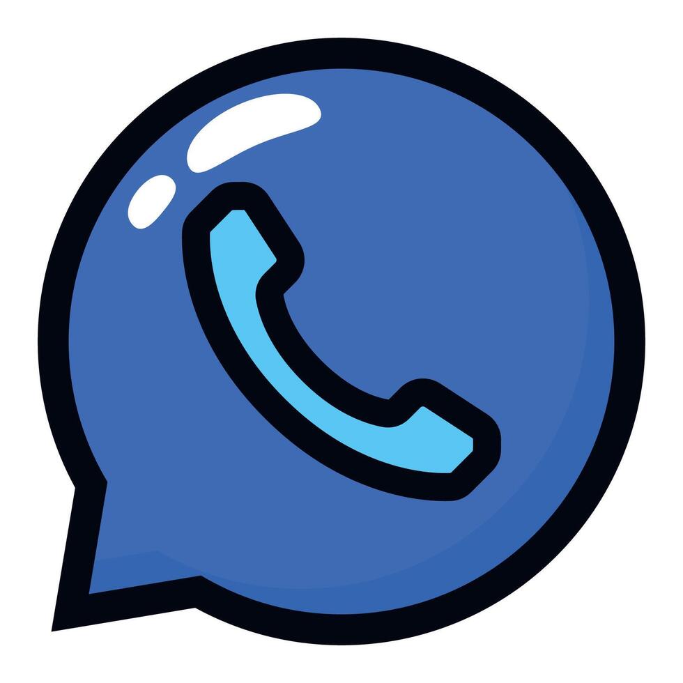 A blue phone icon with a blue speech bubble vector