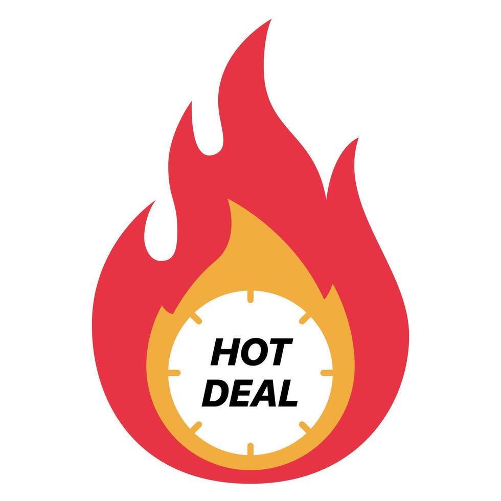 Hot deal logo with flames and text vector
