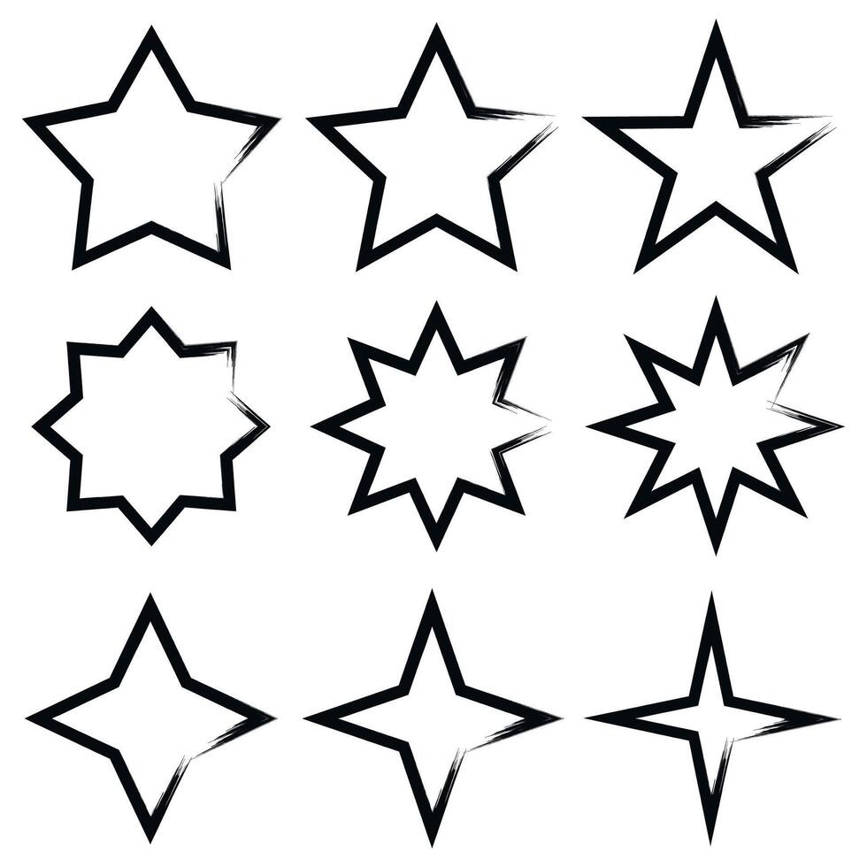 Star set of different shapes and sizes vector