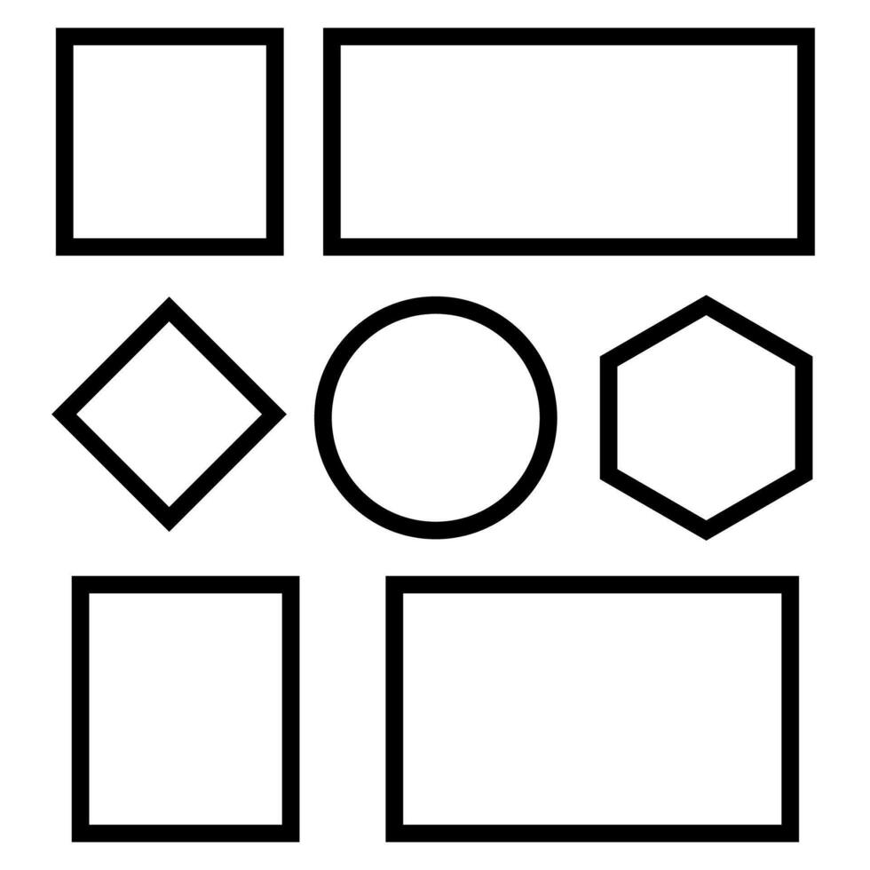 A black and white drawing of a square, rectangle, and circle vector