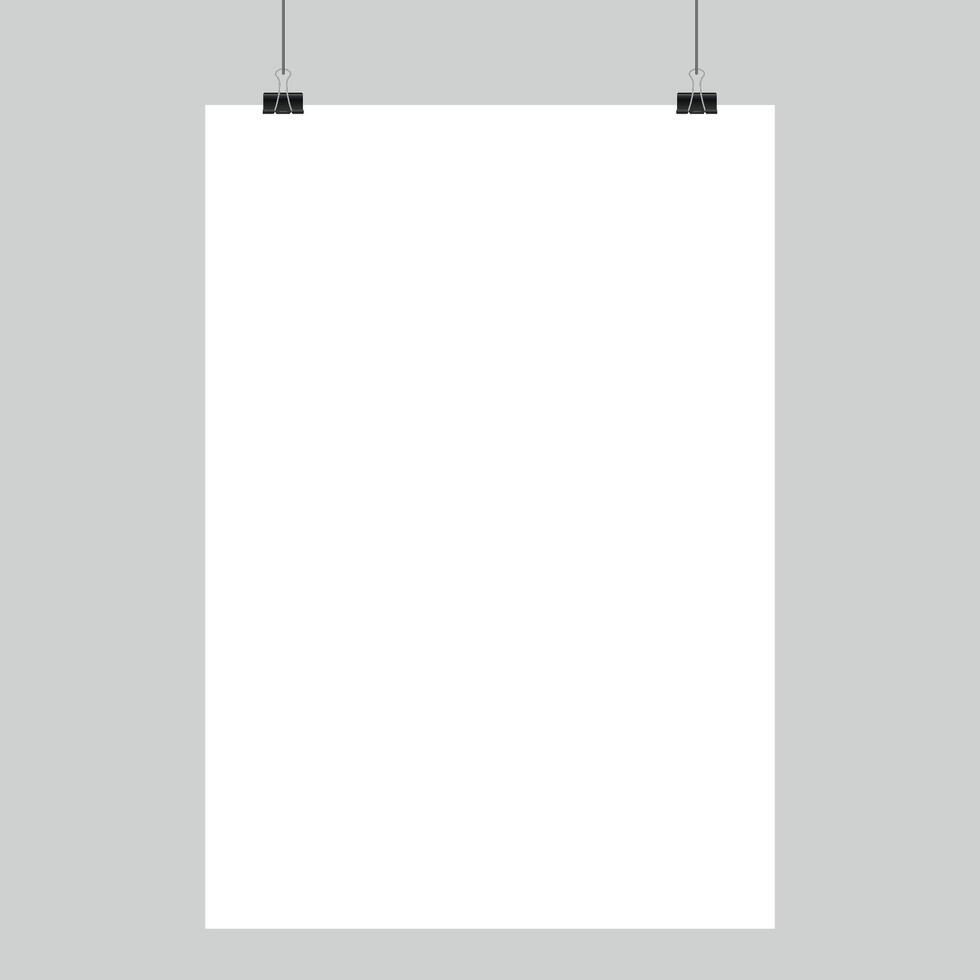 A blank white poster hanging on a wall vector