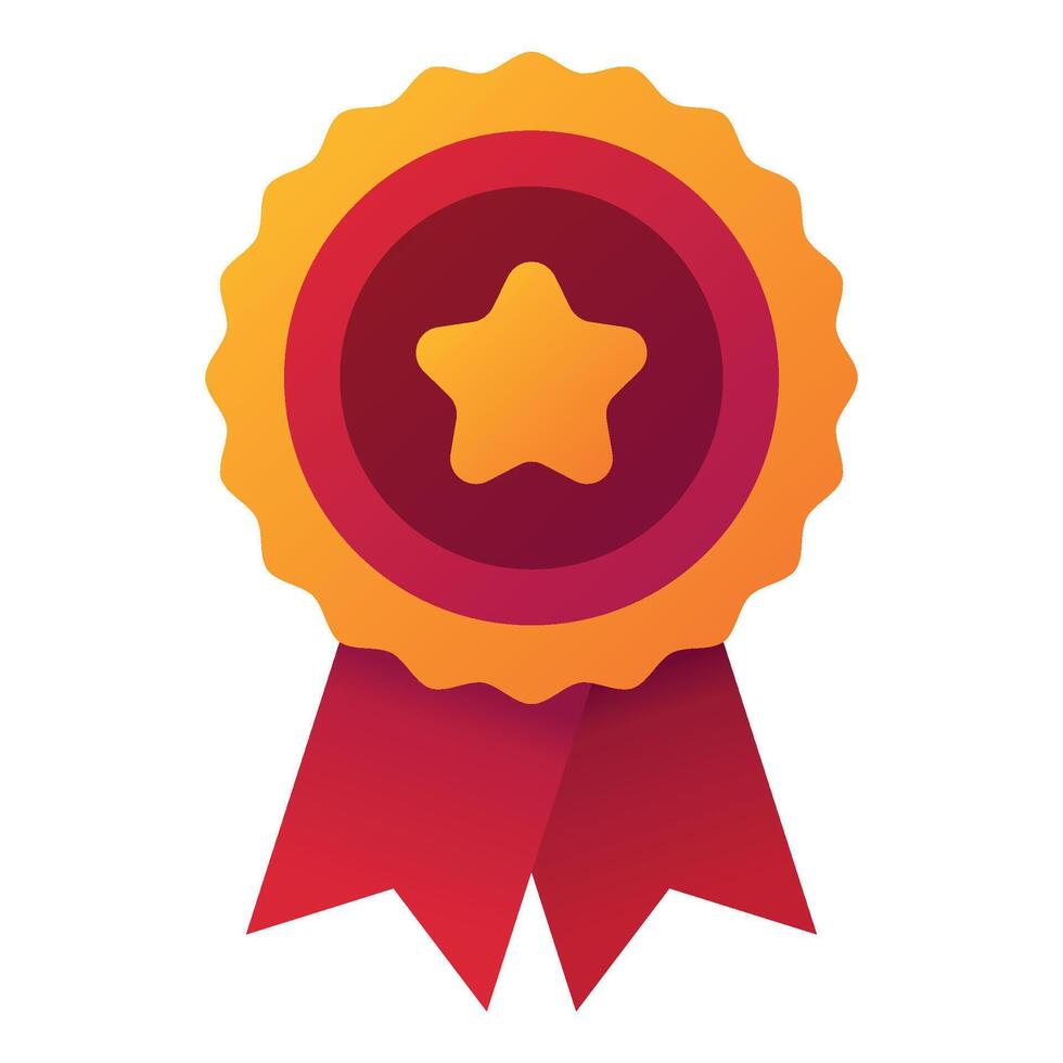 A red and orange star award with a red ribbon vector
