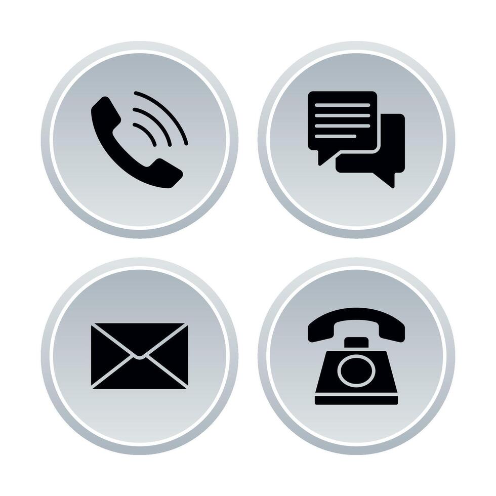 Four icons of telephone, email and phone call vector