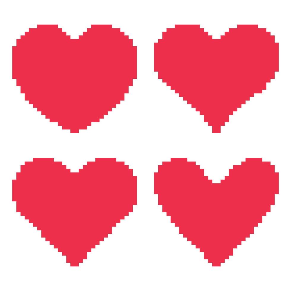 Pixel hearts set vector