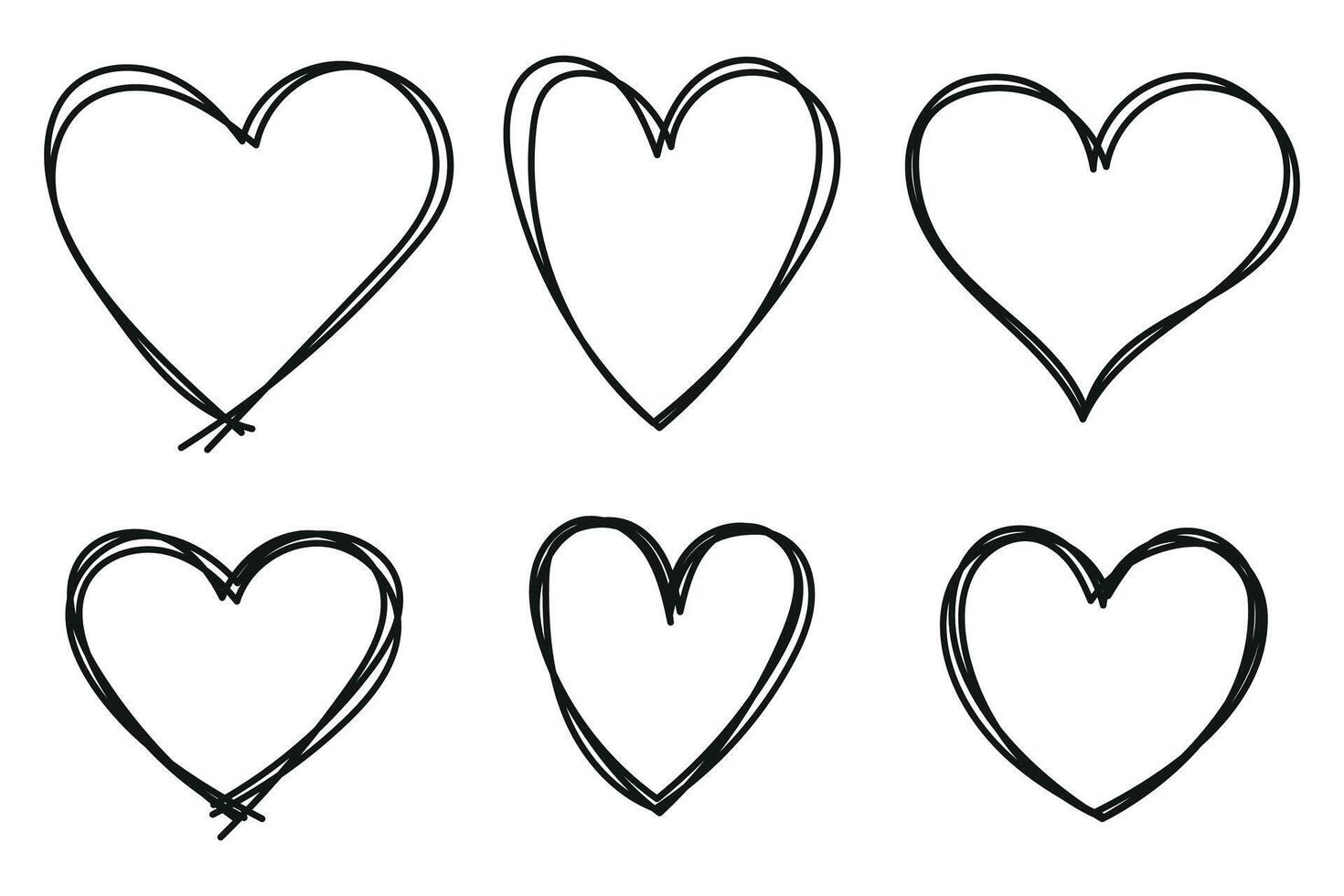 heart hand drawn set vector