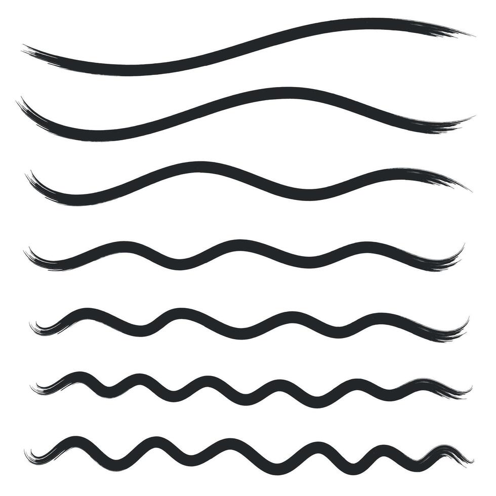 A set of different wavy lines vector