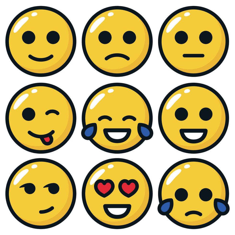 Emoticions icons set vector