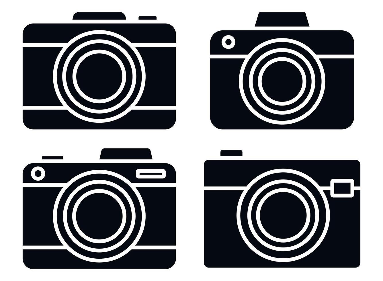 Four black and white cameras on a white background vector