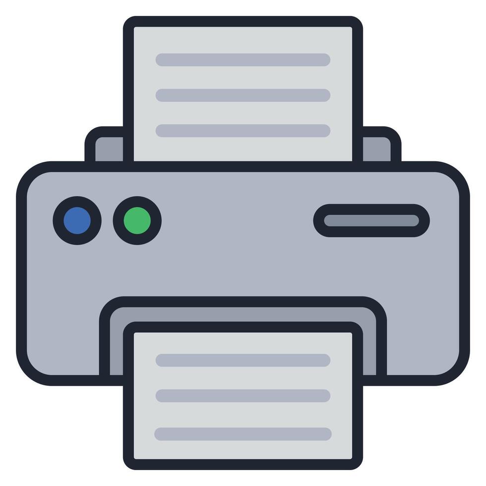 Printer icon with paper and a green button vector