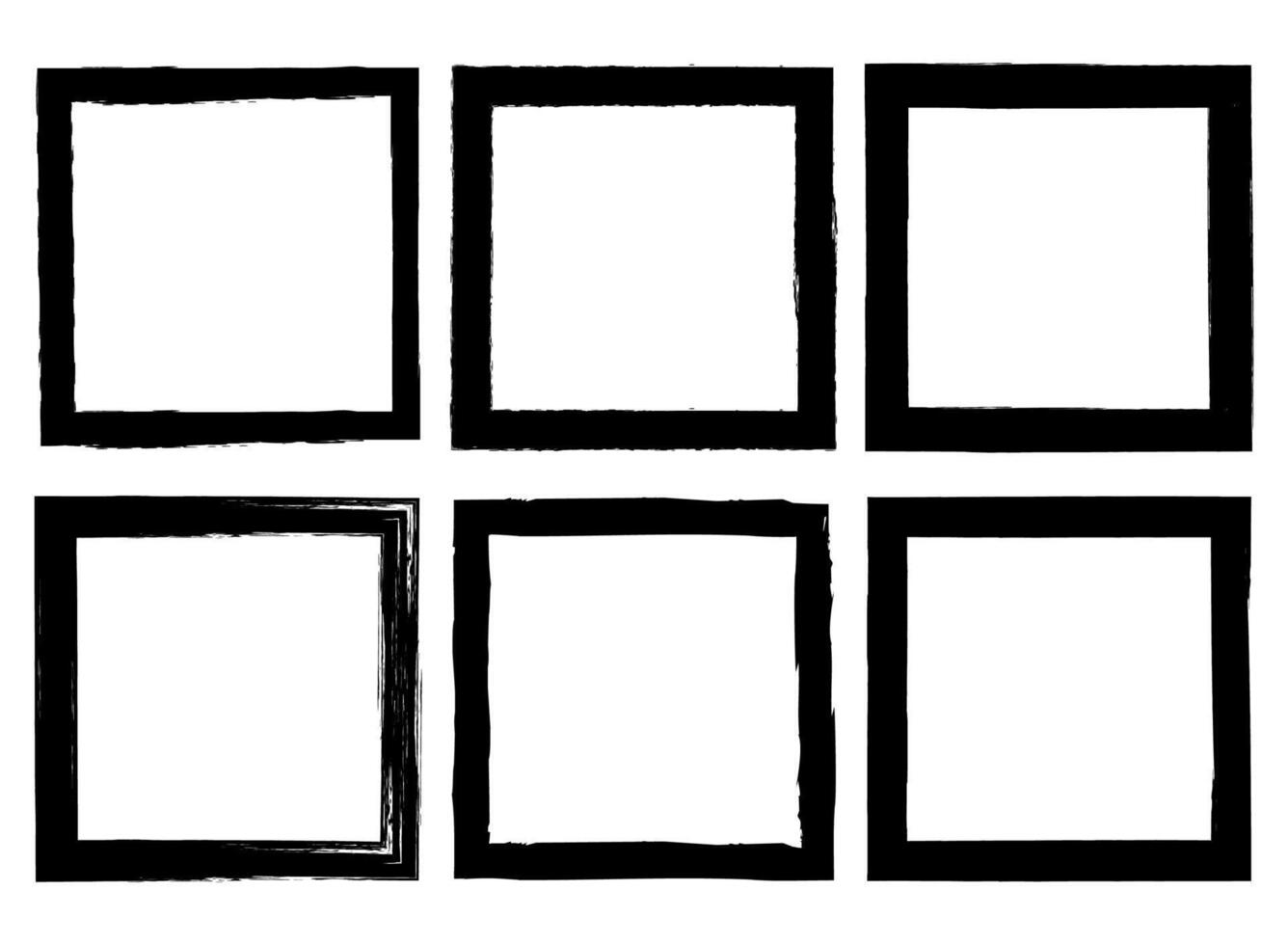A set of six black and white square frames vector