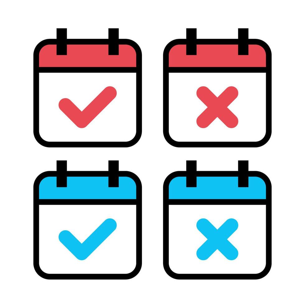 Calendars Check And Cross Red And Blue vector