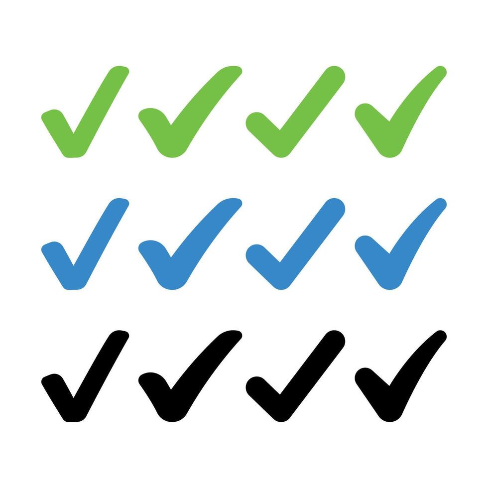 Check Marks Set Green Blue Black vector