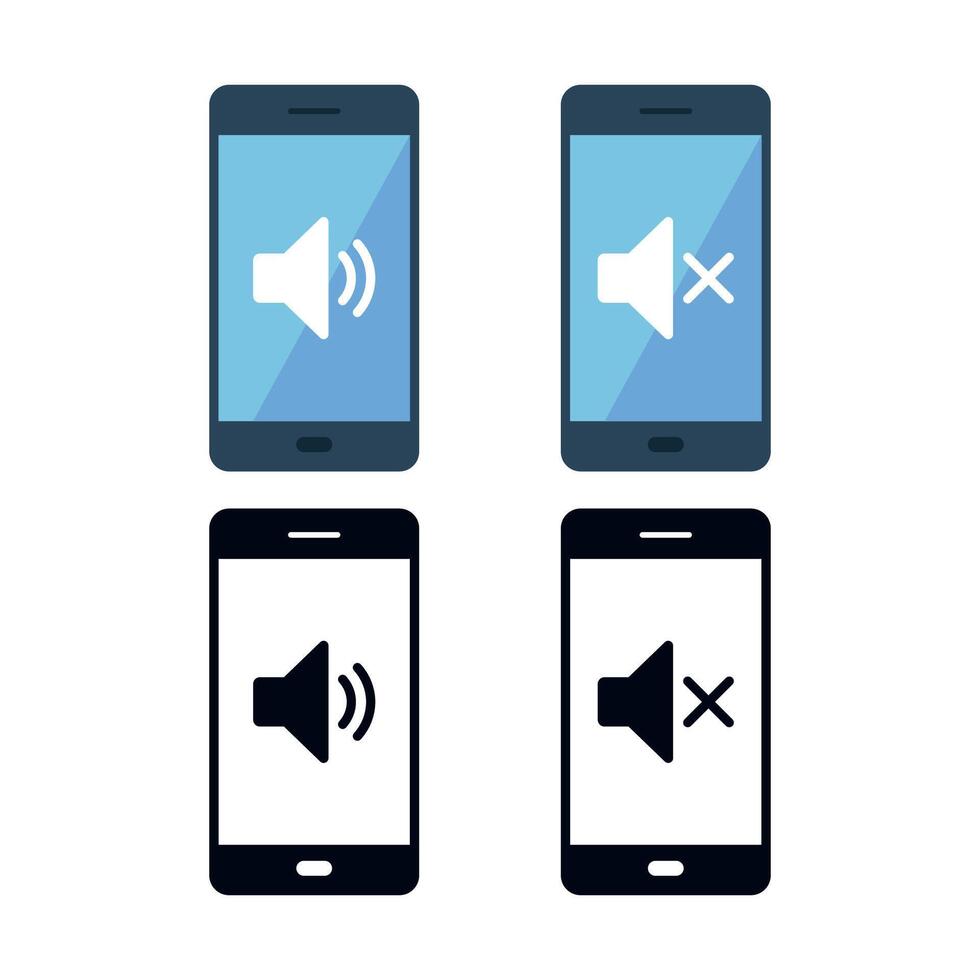 Volume Button On Mobile Phone Loud And Mute vector