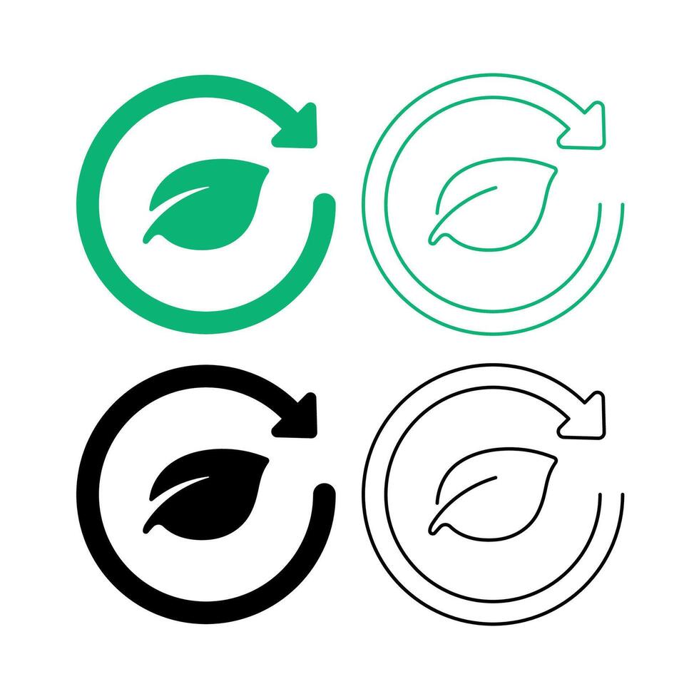 Circle Arrow With Leaf Set vector