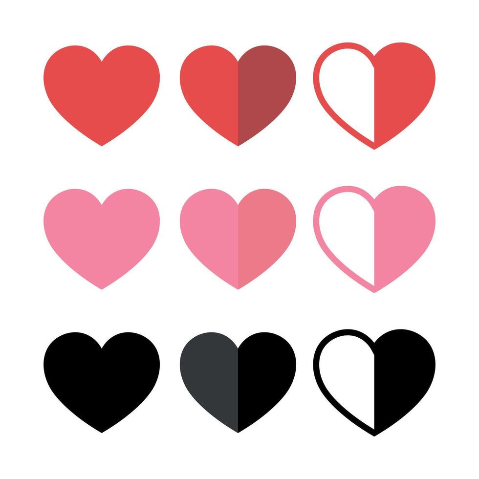 Hearts Set Half Style vector