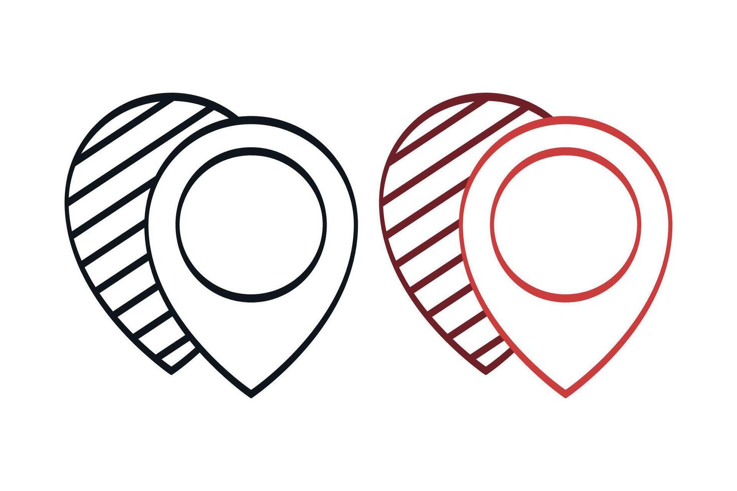 Double Location Pins Doodle Style vector