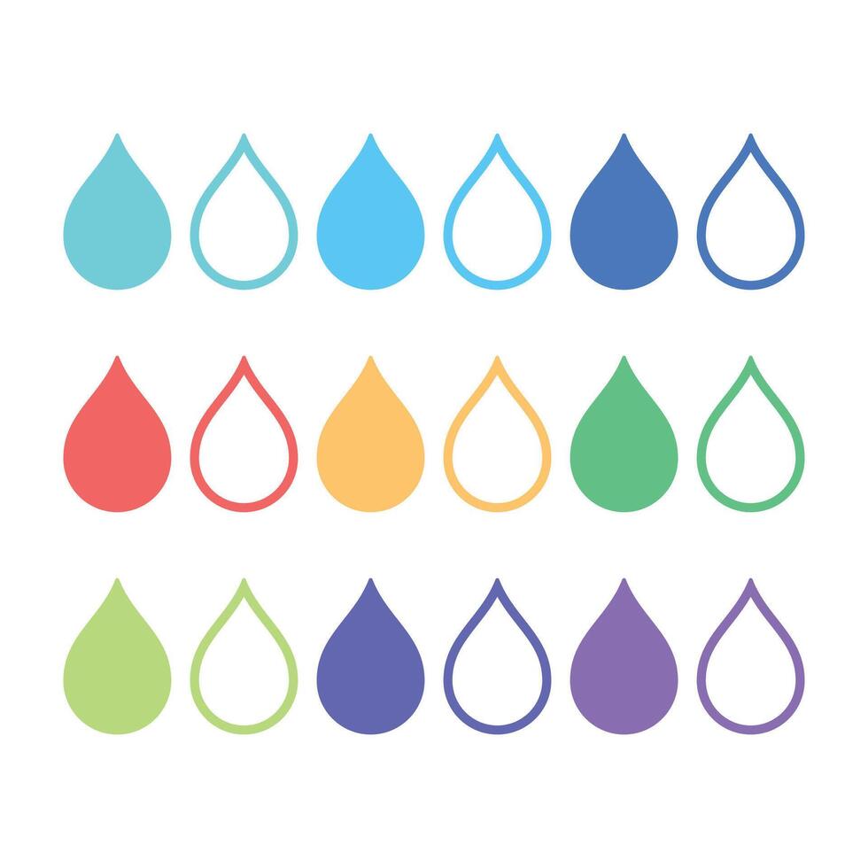 Droplet Simple Multiple Colours Set vector