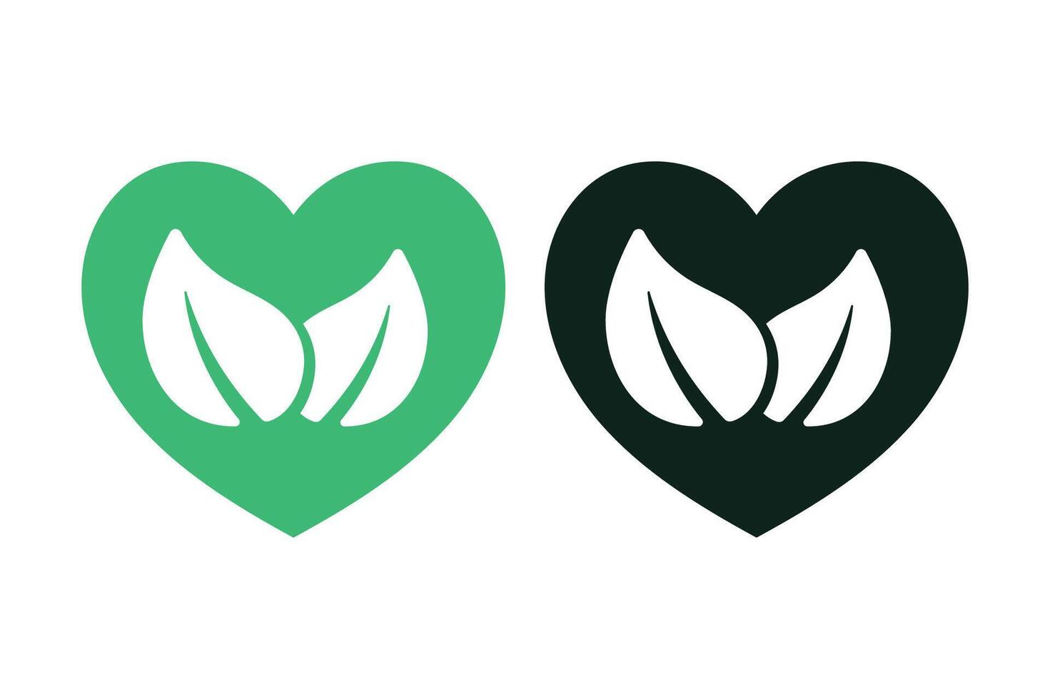 Green And Black Heart With Leaves vector