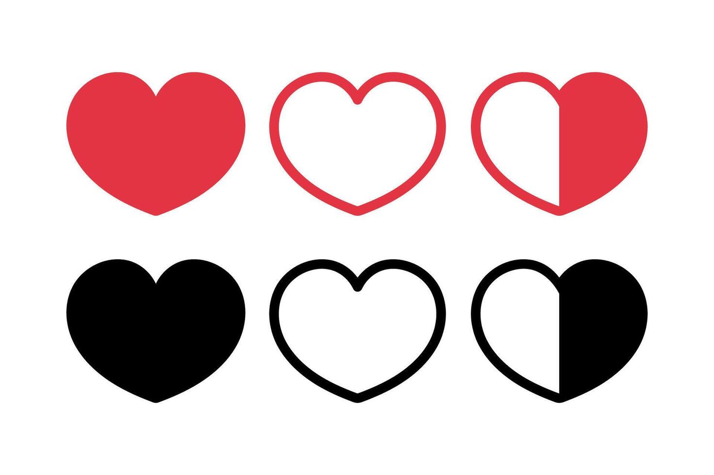 Heart Set Red And Black vector