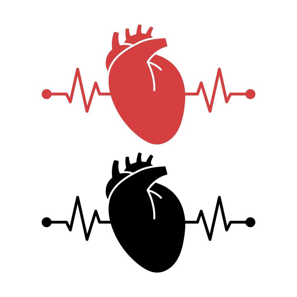 Realistic Heart With Heartbeat Line vector