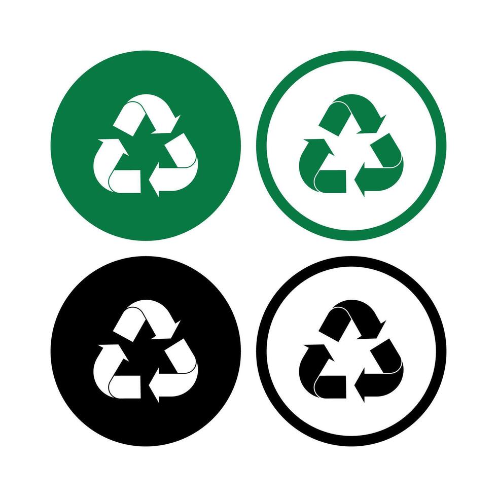 Recycle Sign Rounded Corner Circles Set vector