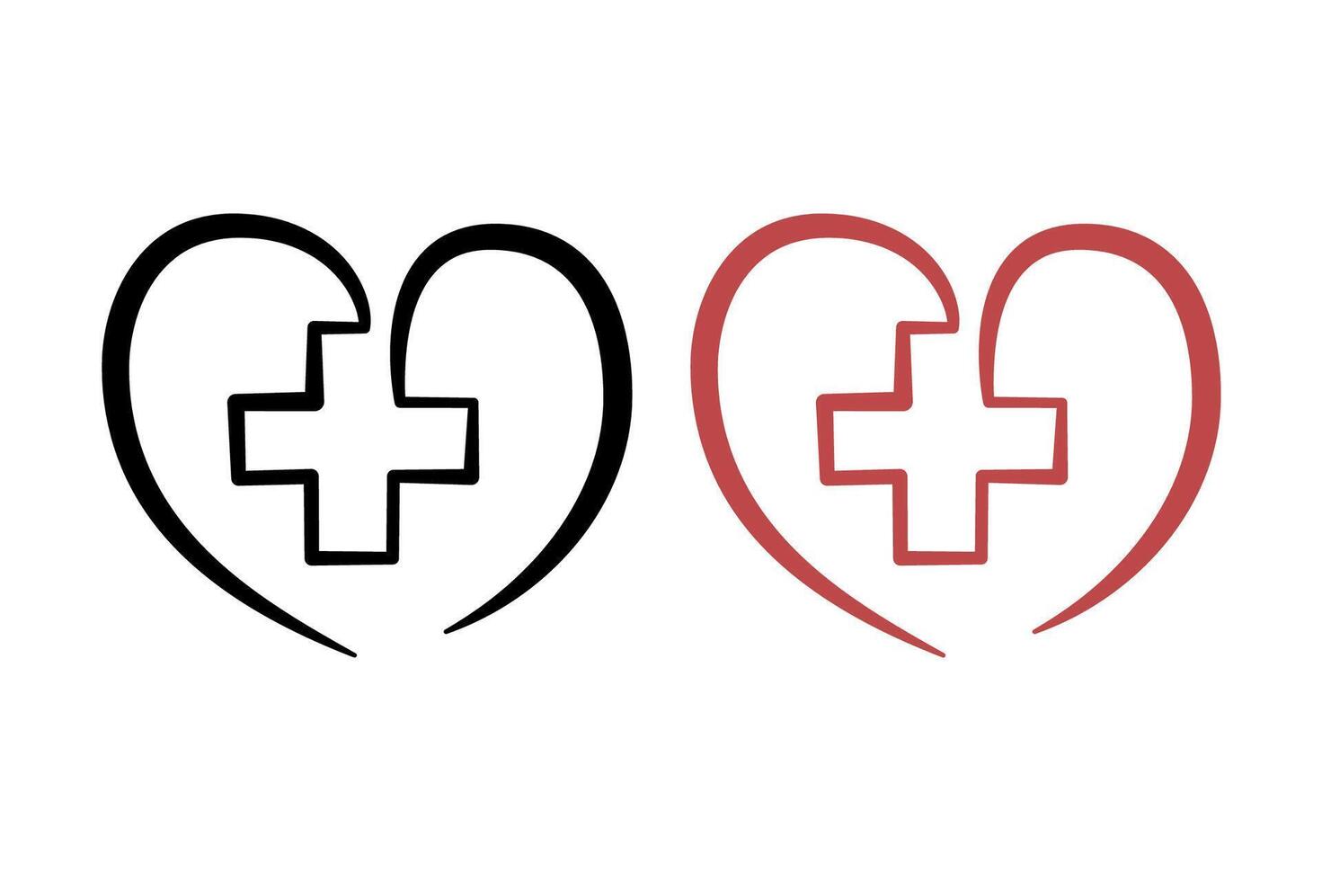 Doodle Style Heart With Plus Monoline vector