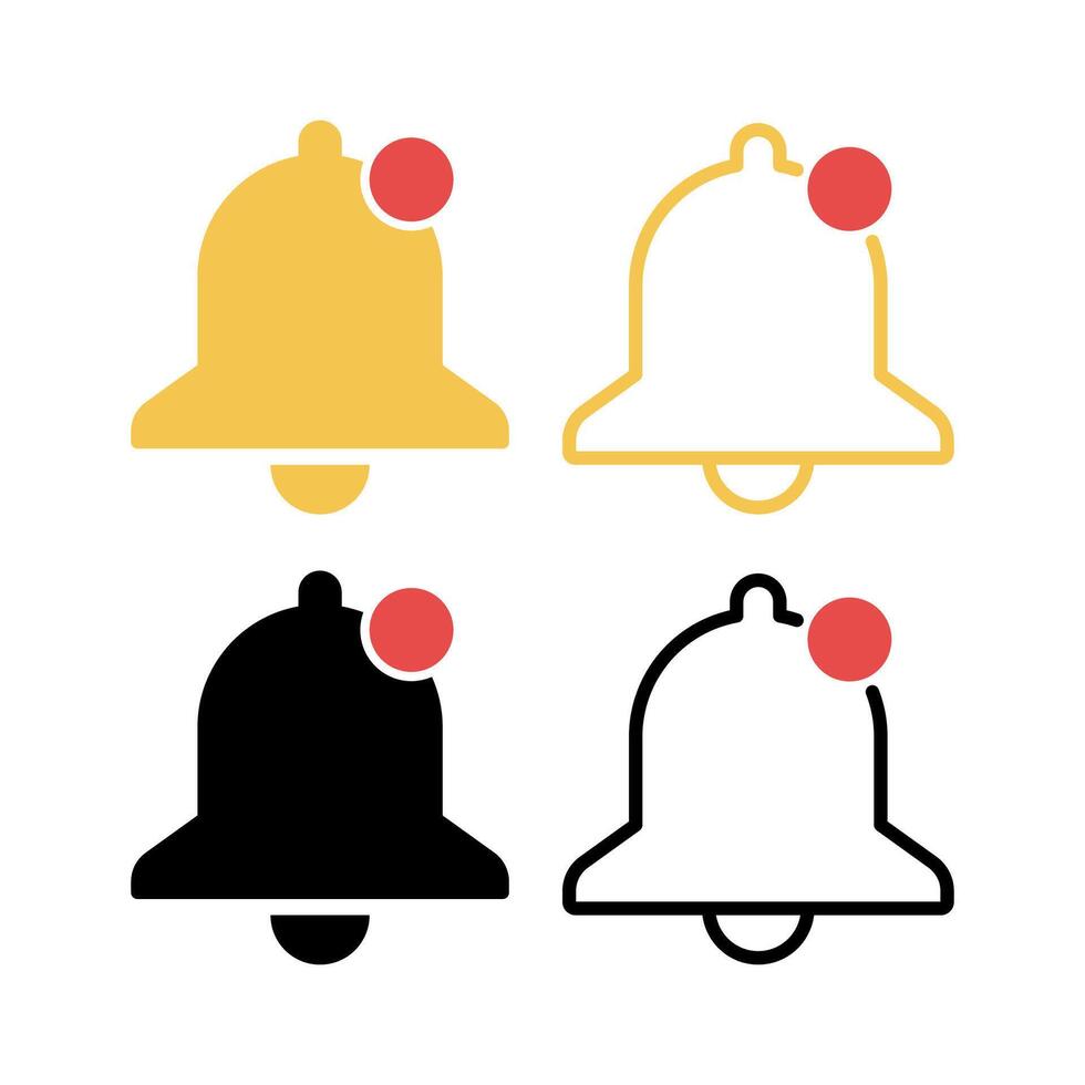 Notification Bell Yellow And Black Multiple Styles vector