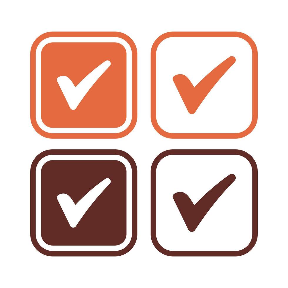 Check Mark Squares Set Of Four Orange Colour vector