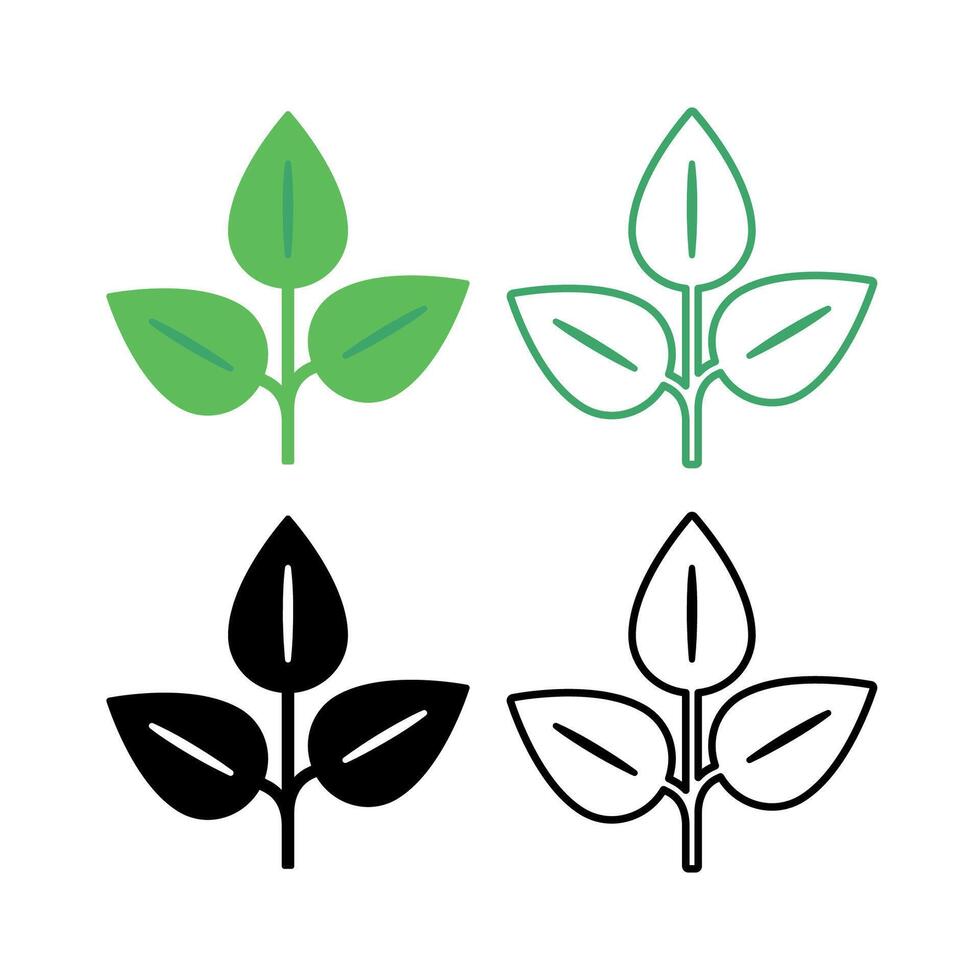 Three Leaf Plant Set Of Four vector