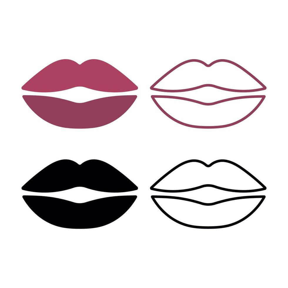 Kiss Lips Set Of Four vector