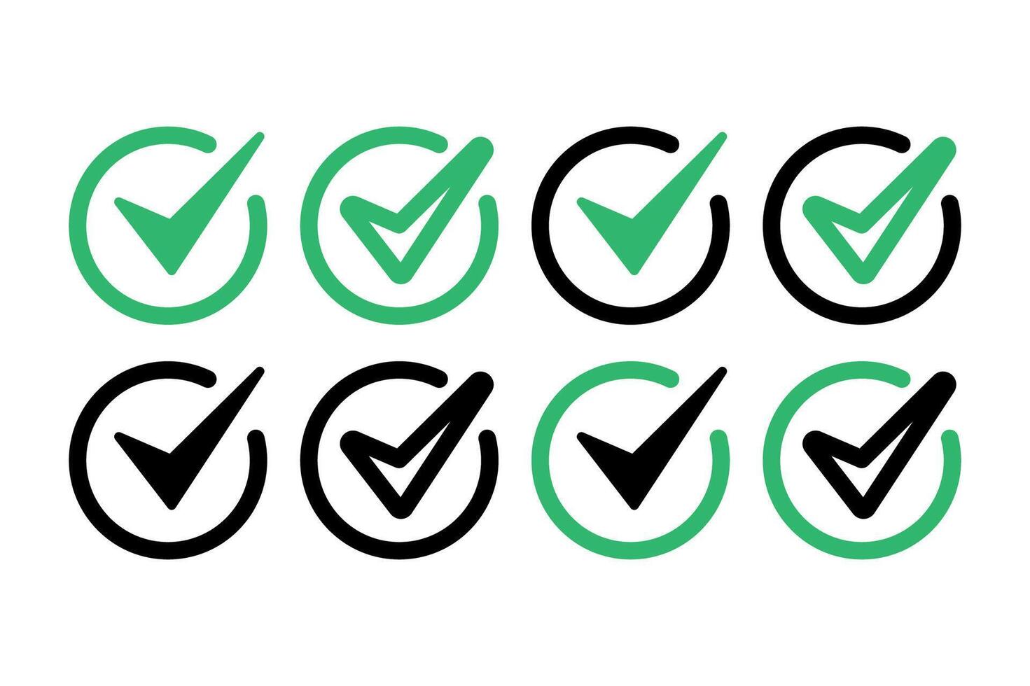 Check Mark Circles Green And Black Set vector