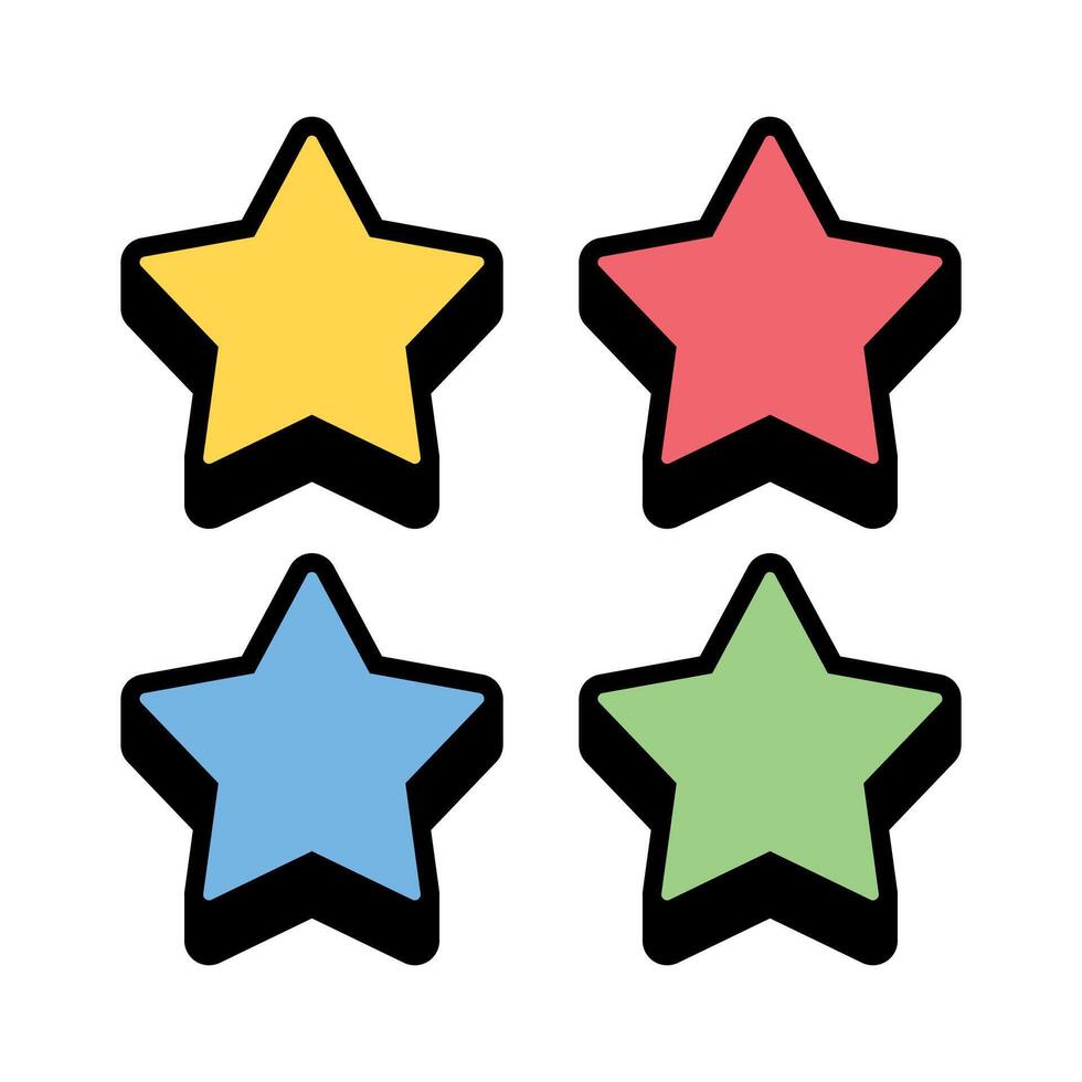 3D Stars Set Filled Line vector