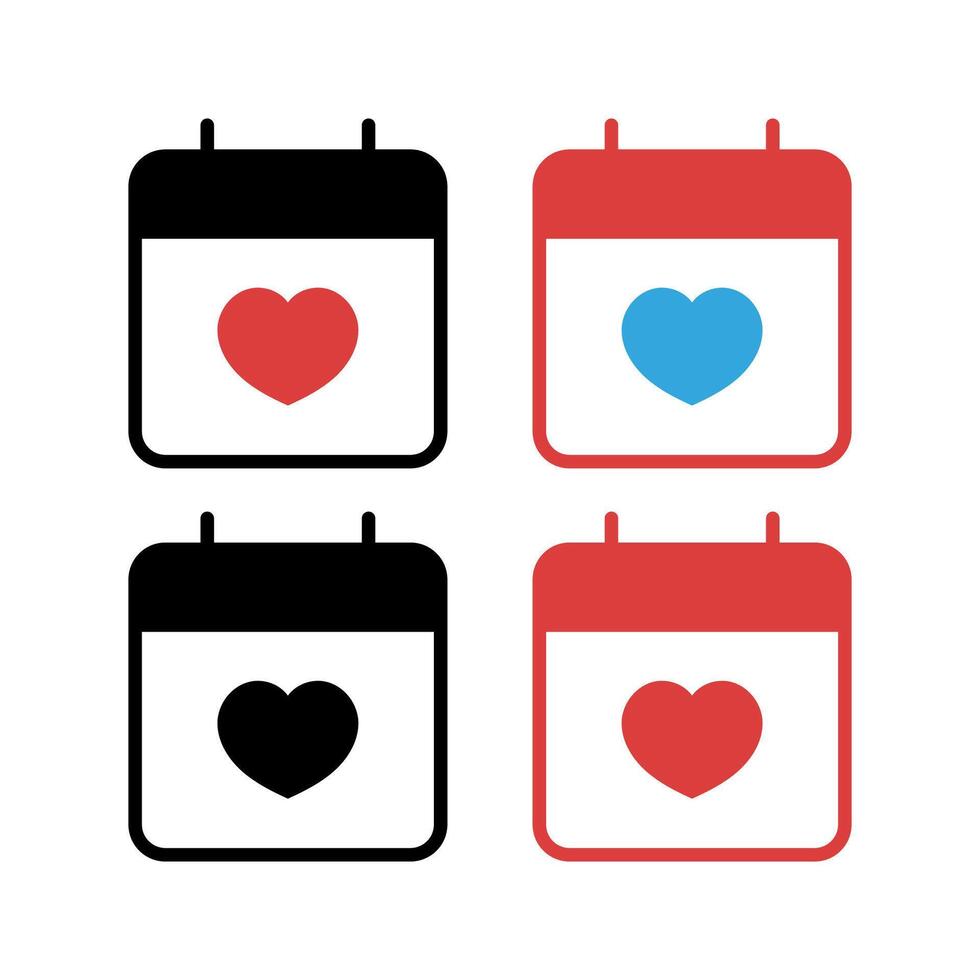 Calendar With Heart Simple Set vector