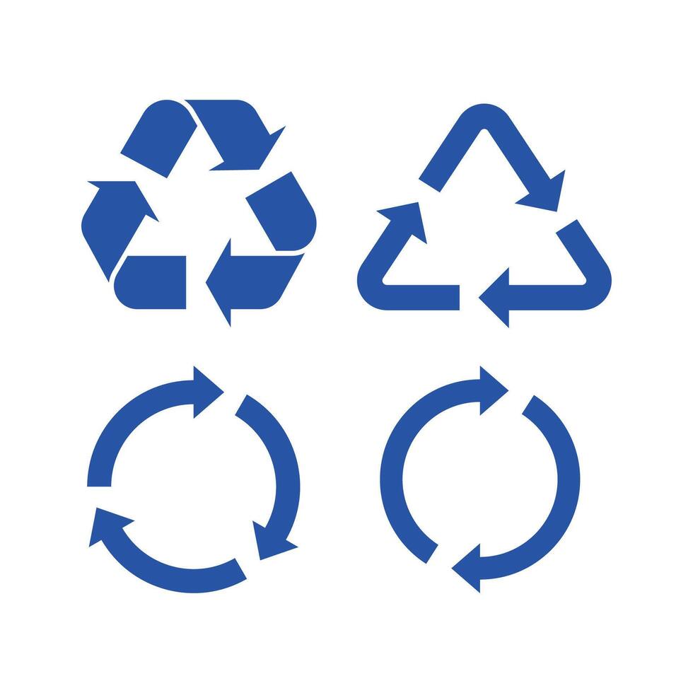 Blue Recycle Signs Set vector
