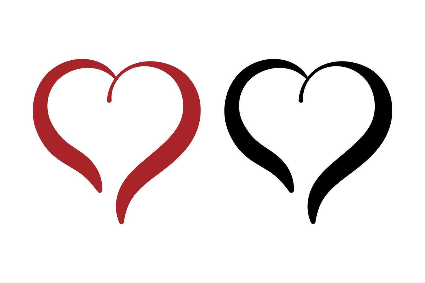 Minimal Ink Style Heart Black And Red vector