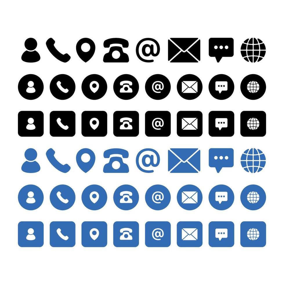 Contact Us Buttons Big Set vector