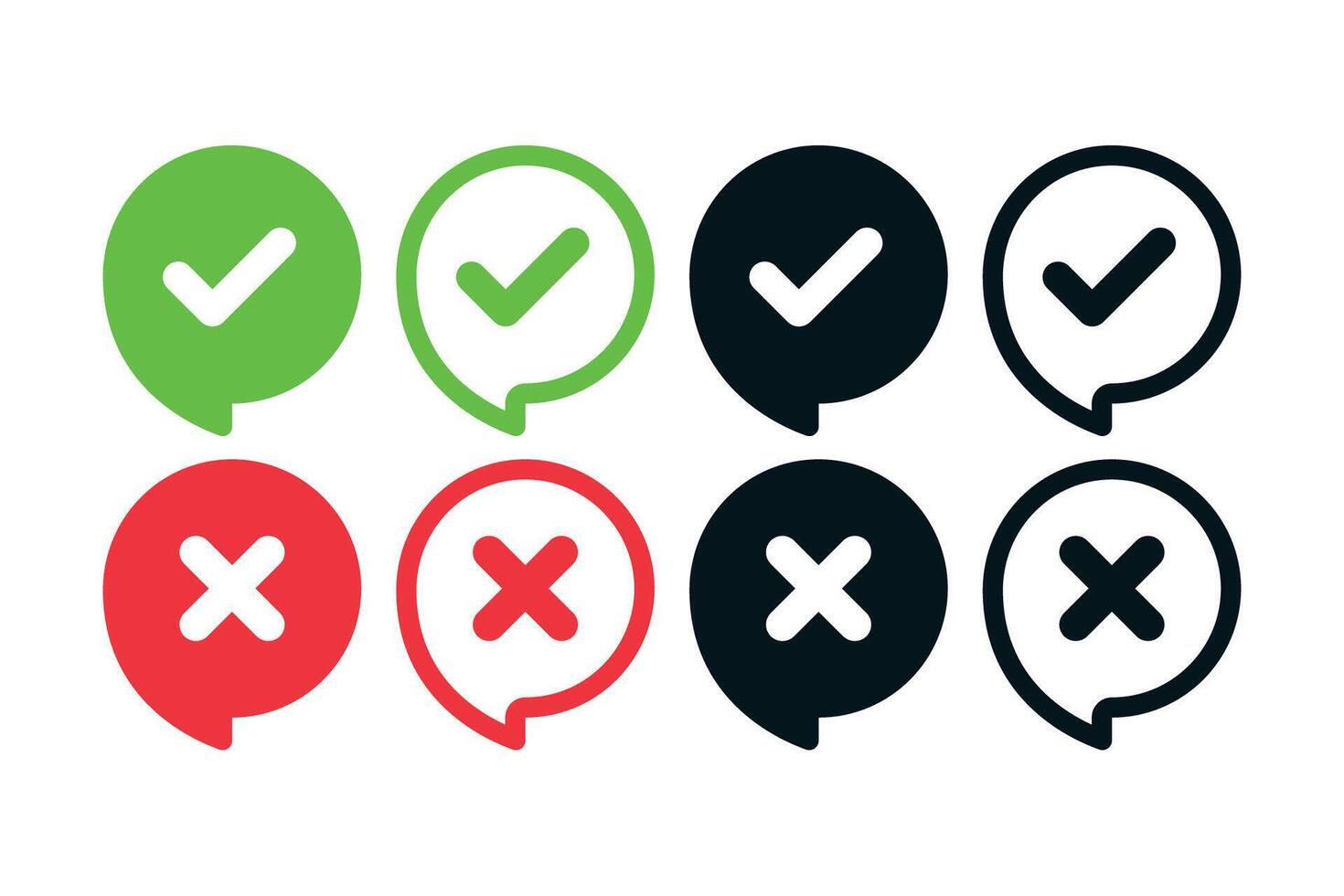 Check And Cross Circle Messages Set vector