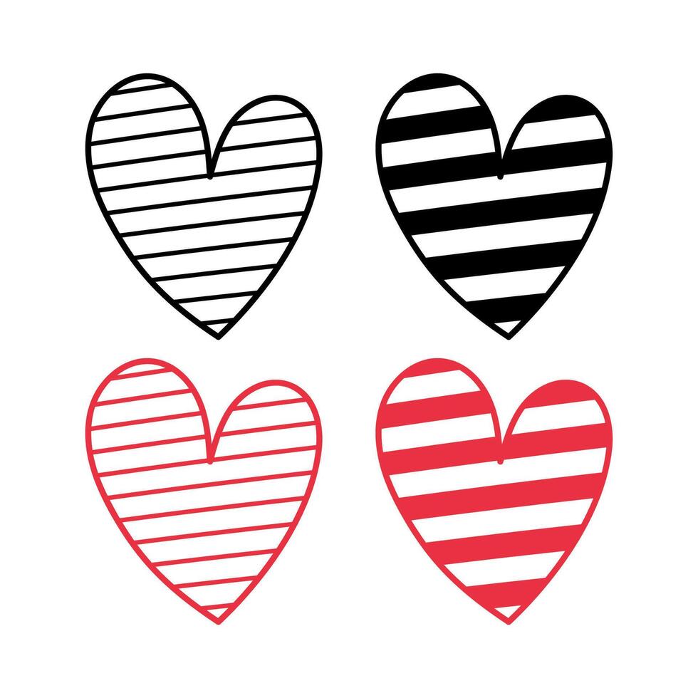 Hand Drawn Style Heart Set Of Four vector