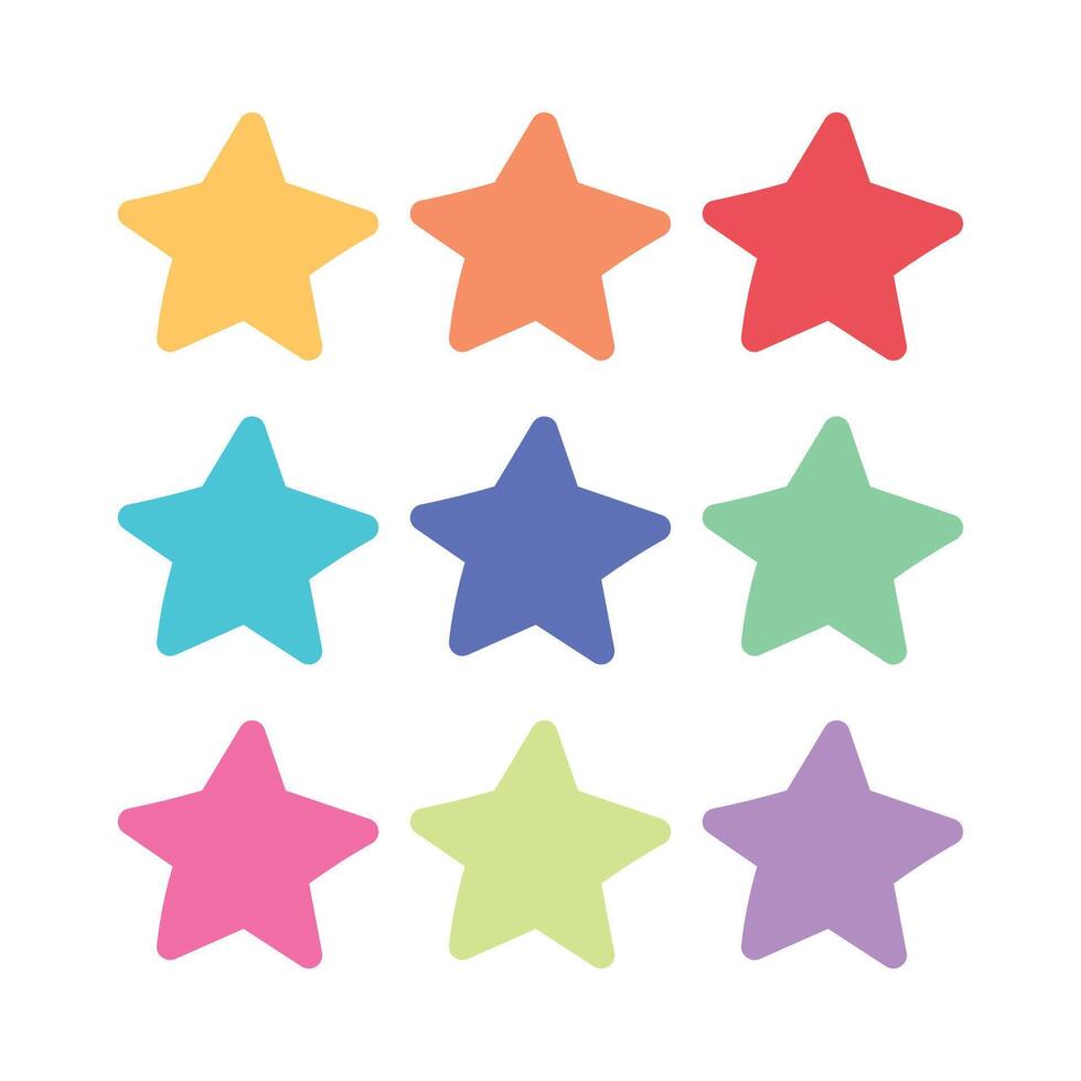 Abstract Doodle Stars Set Multiple Colours vector