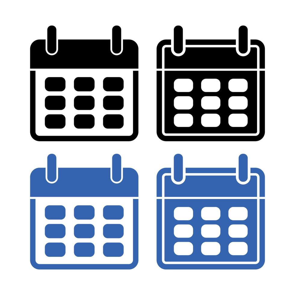 Calendar Black And Blue Set Of Four vector