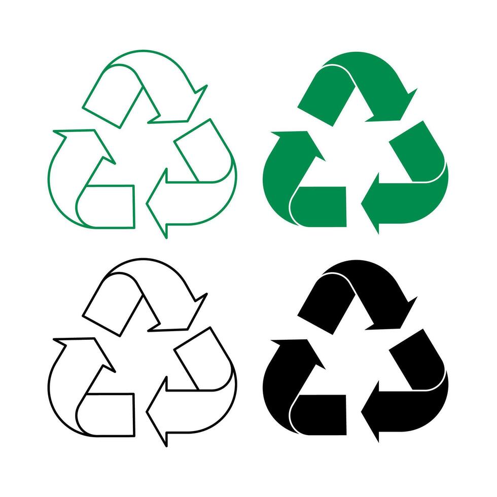 Recycle Sign Rounded Corner Style Set Of Four vector