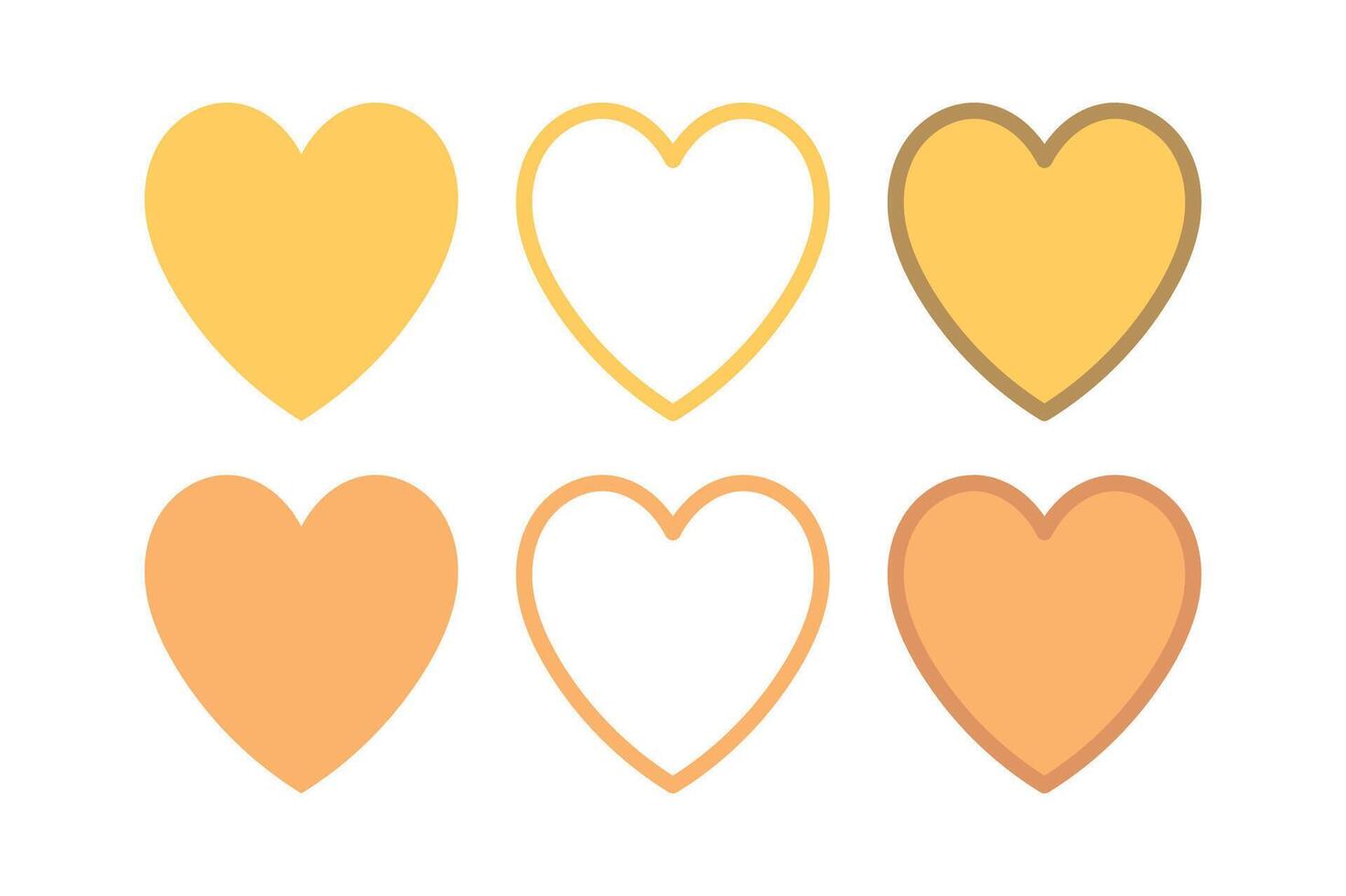 Yellow Heart Set Multiple Styles vector